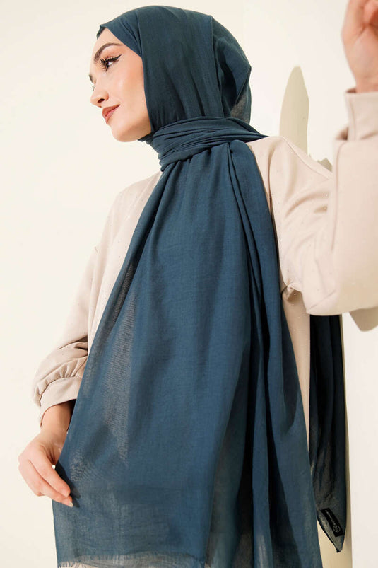 شال قطني رقيق من سلسلة آيا، لون أخضر نفطي -35