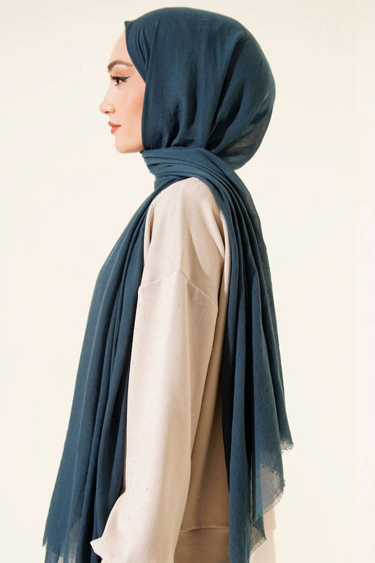 شال قطني رقيق من سلسلة آيا، لون أخضر نفطي -35