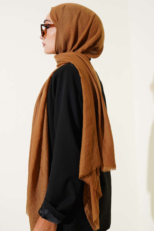 Aya Series Dünner Baumwollschal, Hellbraun -11