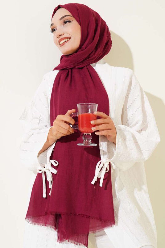 Aya Series Dünner Baumwollschal Kirschrot -62