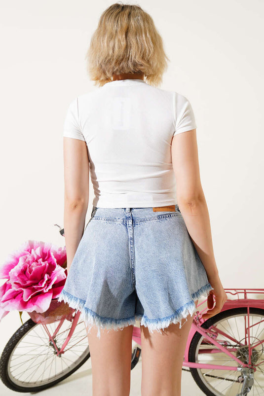 Ayı Baskılı Crop Beyaz