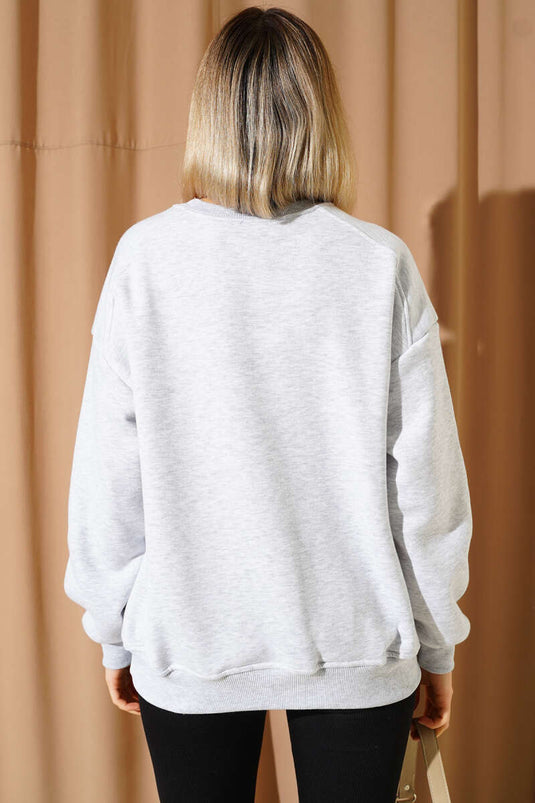 سويت شيرت رمادي بثلاث خيوط مع تطريز دب صغير نيويورك