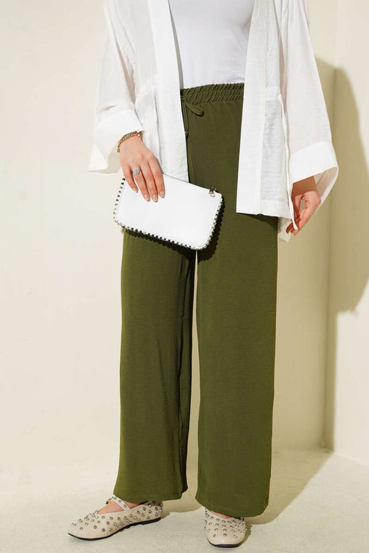 Ayrobin Elastic Waist Trousers, Navy Blue