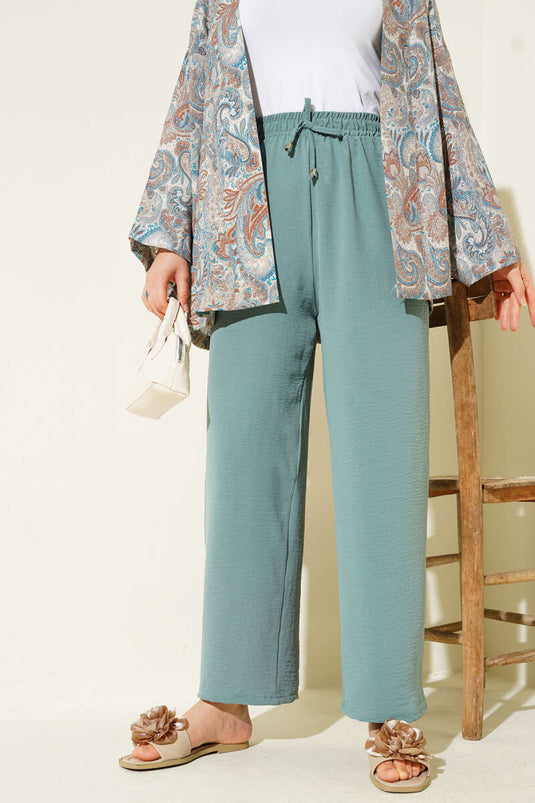 Ayrobin Bol Paça Pantolon Çağla Yeşili