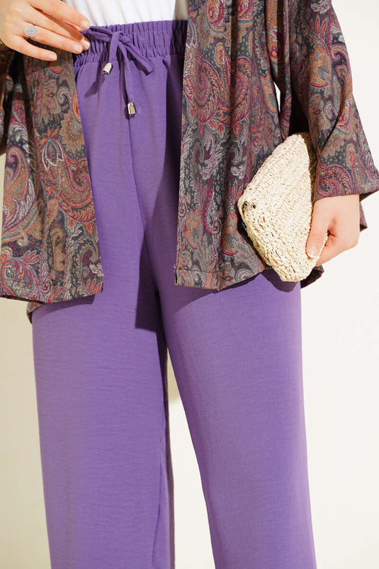 Ayrobin Bol Paça Pantolon Lila