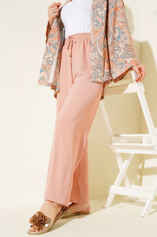 Ayrobin Bol Paça Pantolon Pudra