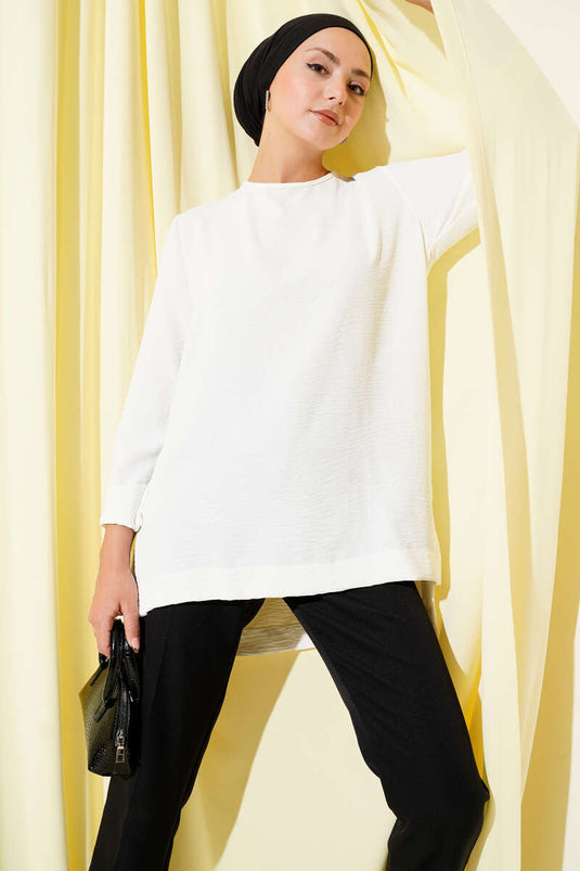 Ayrobin Duble Kol Tunik Beyaz