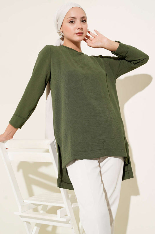Ayrobin Tunika mit zwei Ärmeln, Khaki