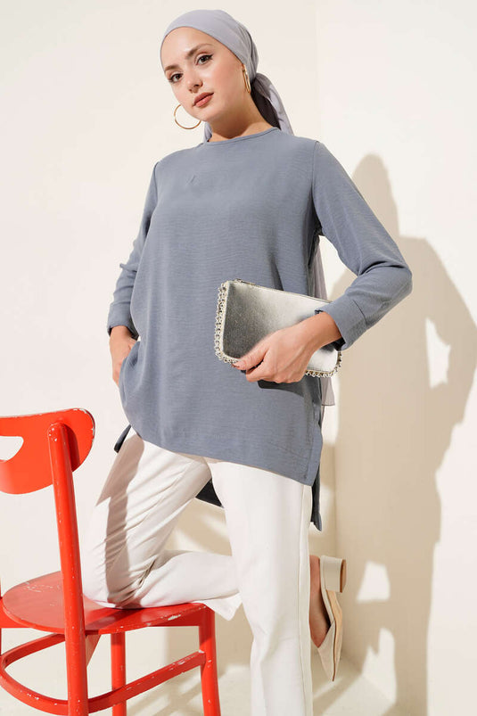 Ayrobin Duble Kol Tunik Kayrak Grisi