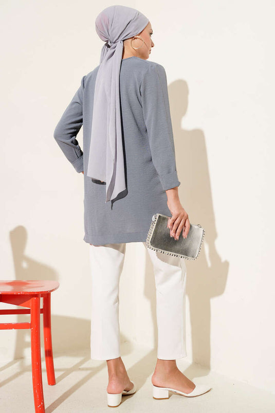 Ayrobin Duble Kol Tunik Kayrak Grisi