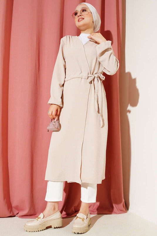 Ayrobin İçten Bağcıklı Hırka Bej