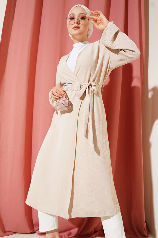 Ayrobin İçten Bağcıklı Hırka Bej