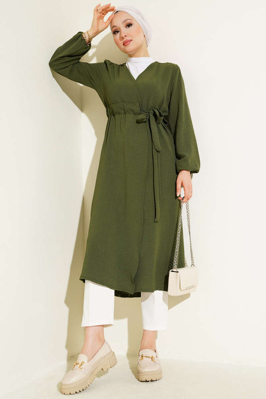 Ayrobin İçten Bağcıklı Hırka Haki