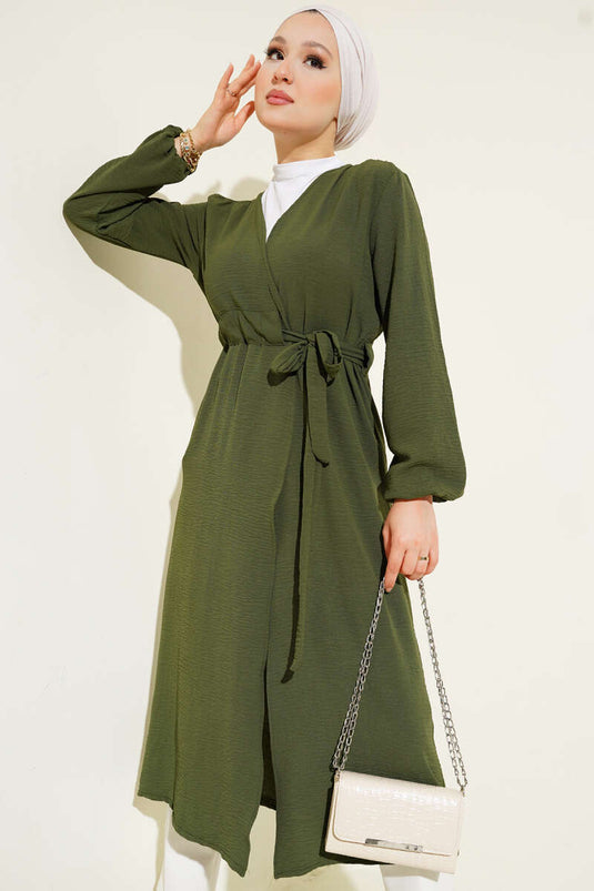 Ayrobin İçten Bağcıklı Hırka Haki