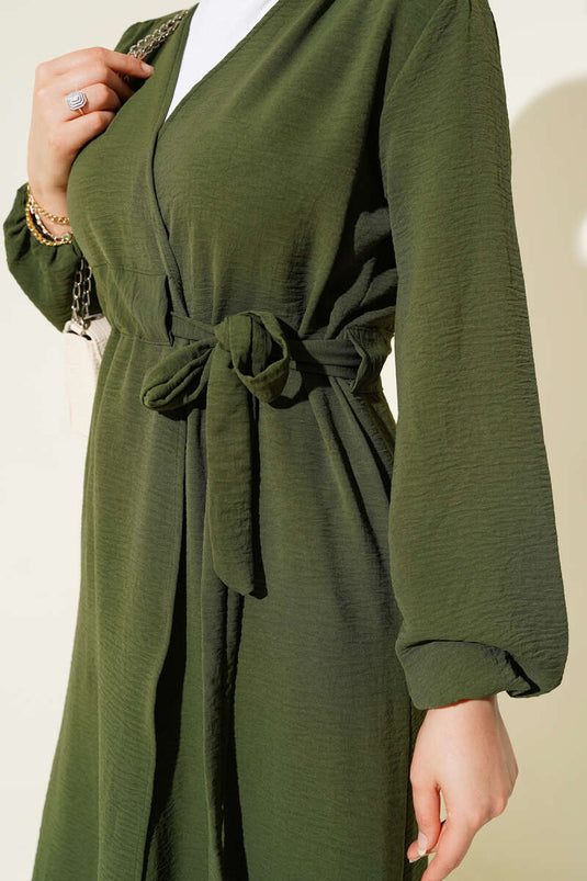 Ayrobin İçten Bağcıklı Hırka Haki