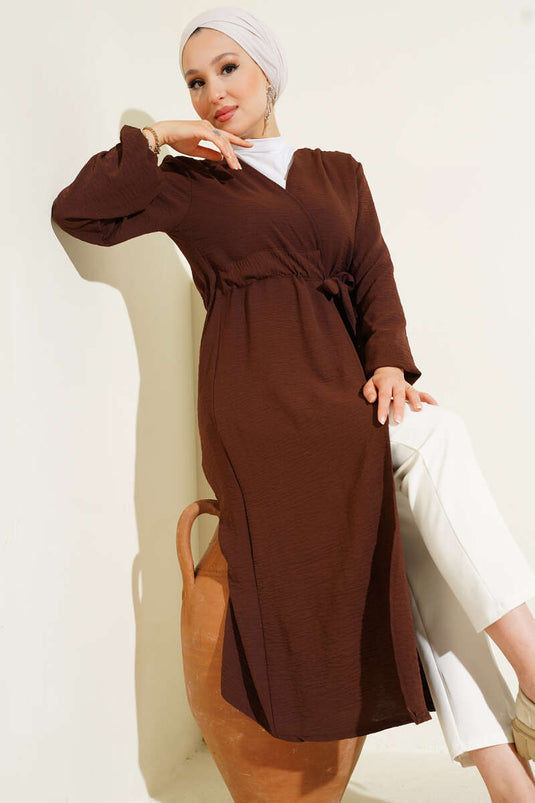 Ayrobin İçten Bağcıklı Hırka Kahve