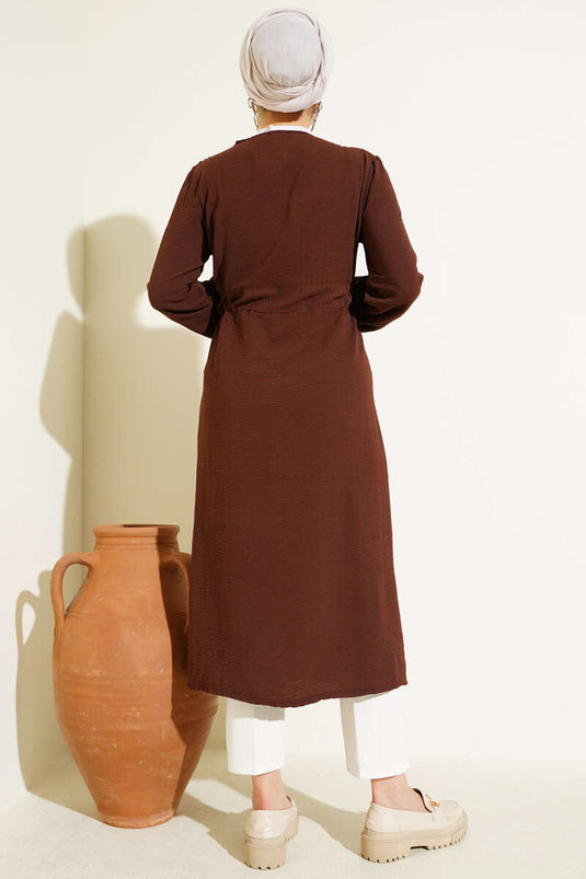 Ayrobin İçten Bağcıklı Hırka Kahve