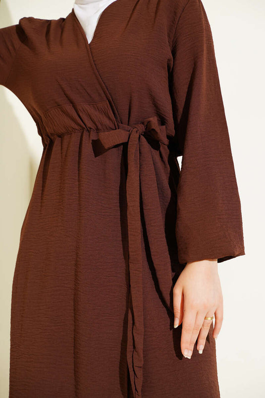 Ayrobin İçten Bağcıklı Hırka Kahve