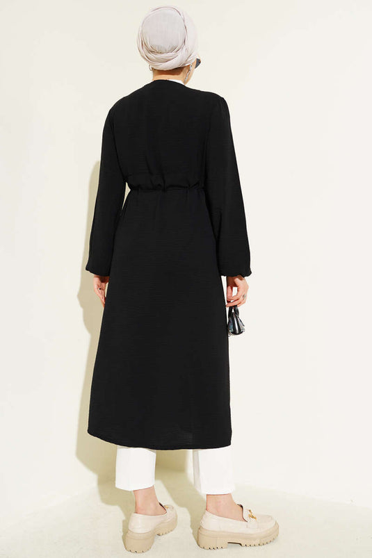 Ayrobin İçten Bağcıklı Hırka Siyah