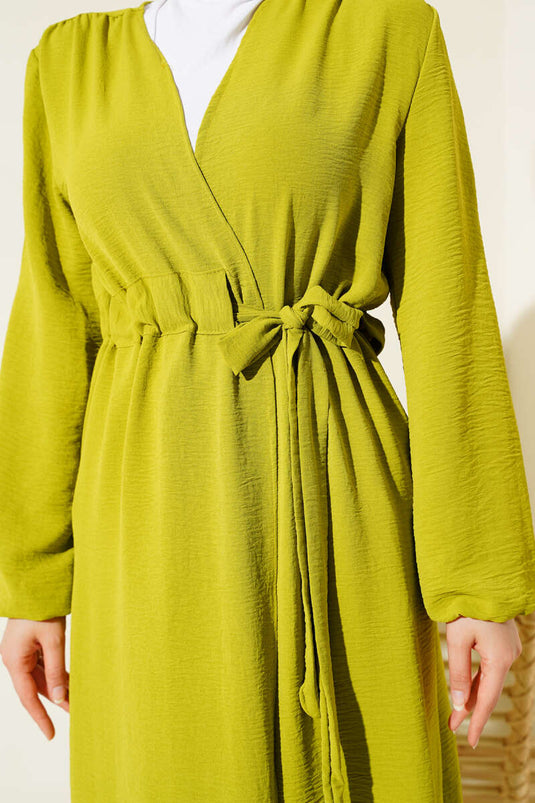 Ayrobin İçten Bağcıklı Hırka Yağ Yeşili