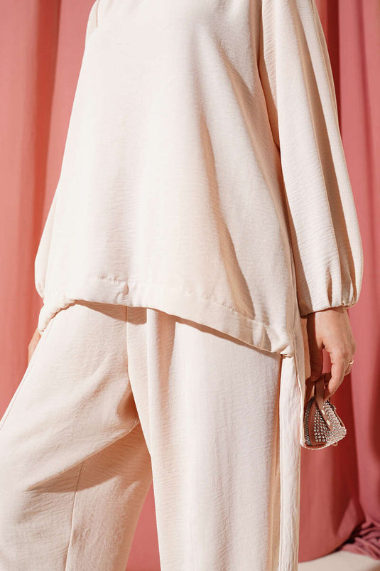 Ayrobin Şalvarlı İkili Takım Bej