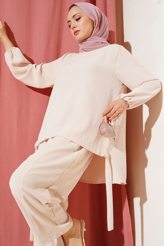 Ayrobin Şalvarlı İkili Takım Bej