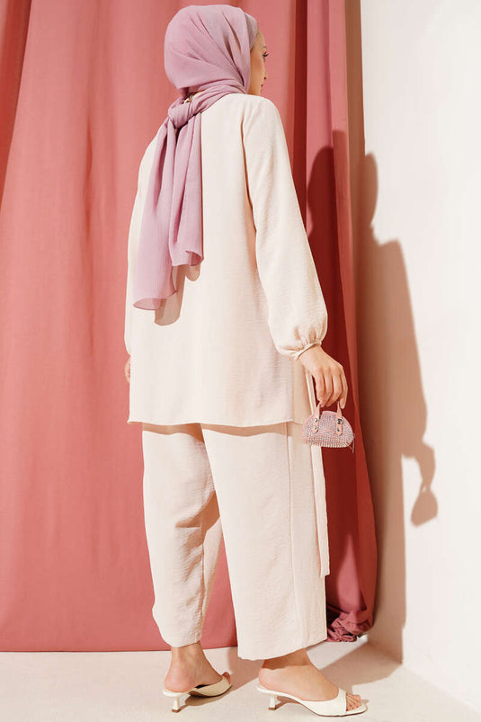 Ayrobin Şalvarlı İkili Takım Bej
