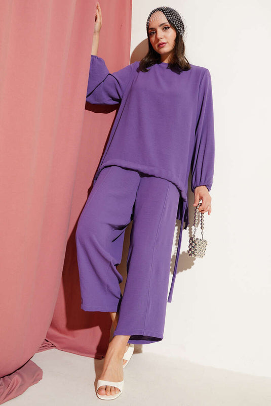 Ayrobin Şalvarlı İkili Takım Lila