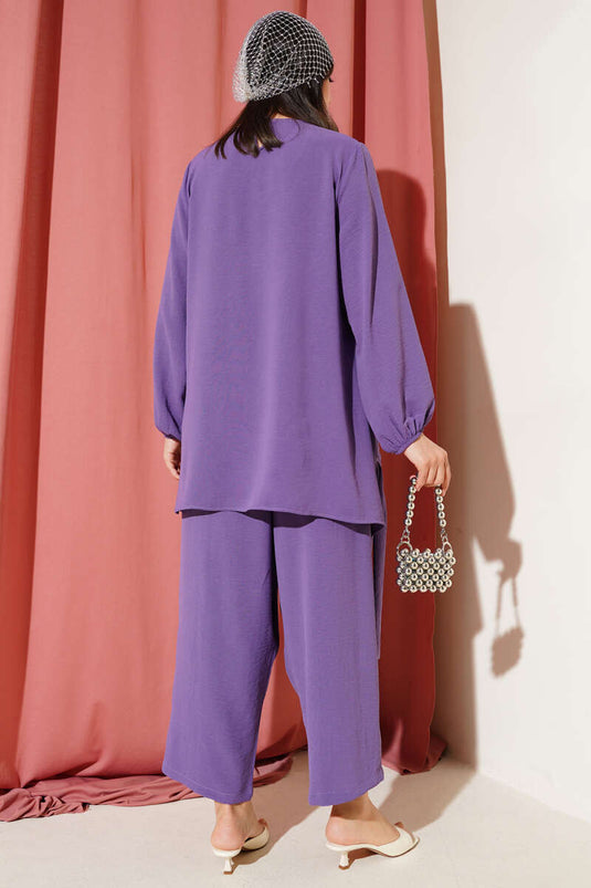 Ayrobin Şalvarlı İkili Takım Lila