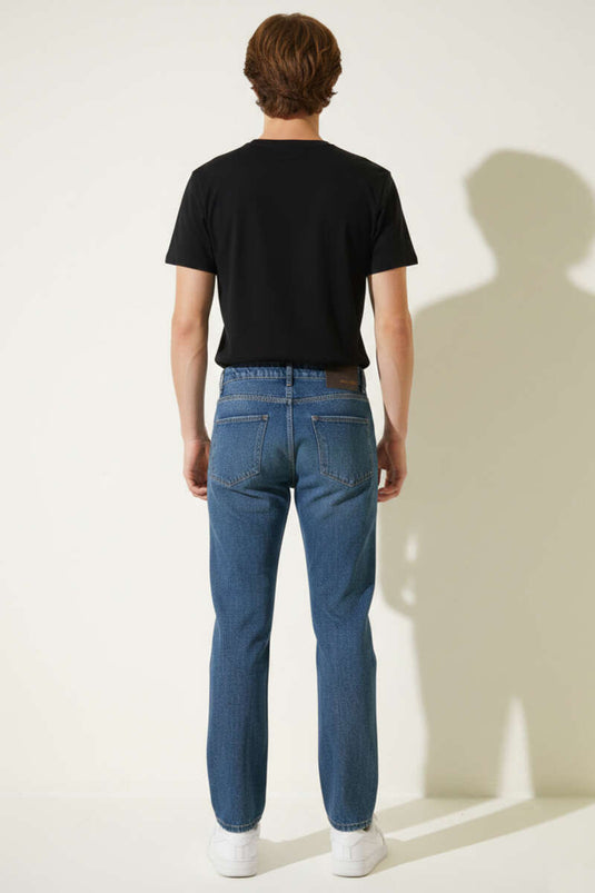 Pantalon en jean ample pour homme, teinte marron