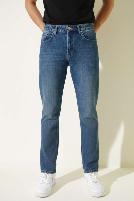 Loose Fit Men's Denim Trousers Brown Tint