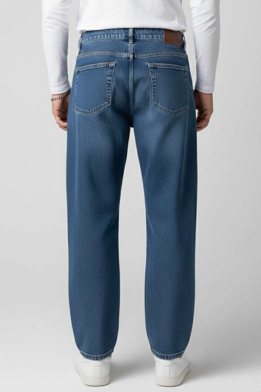 بنطال جينز رجالي واسع أزرق