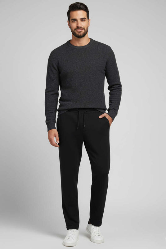 Pantaloni larghi con coulisse da uomo, neri