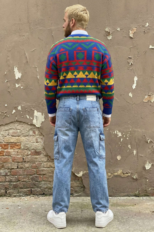 Pantalon en jean ample cargo pour homme, couleur clair kar