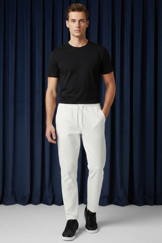 Baggy Linen Men's Trousers Ecru