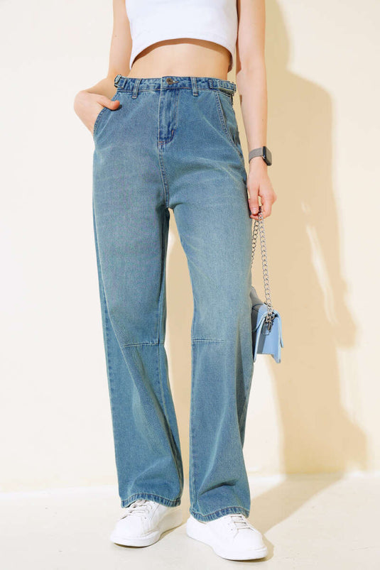 Baggy Yan Buckle Denim Pants Green Tint