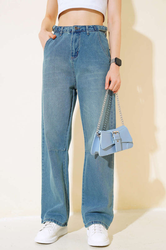 Baggy Yan Buckle Denim Pants Green Tint