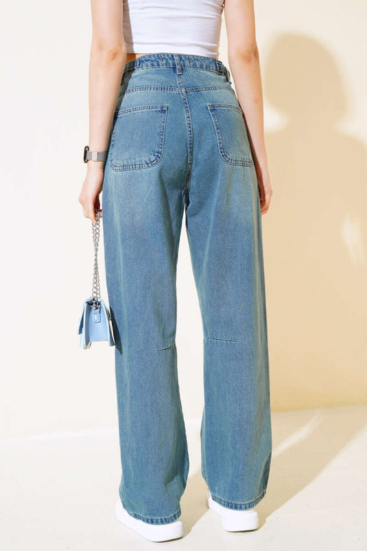 Baggy Yan Buckle Denim Pants Green Tint