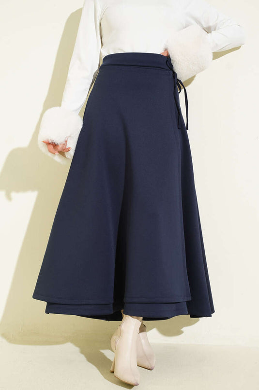 Scuba-Rock mit Schnürdetail in Marineblau