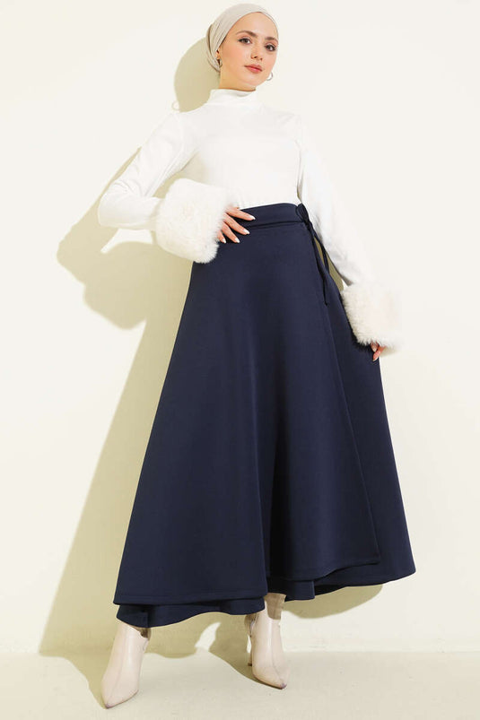 Scuba-Rock mit Schnürdetail in Marineblau