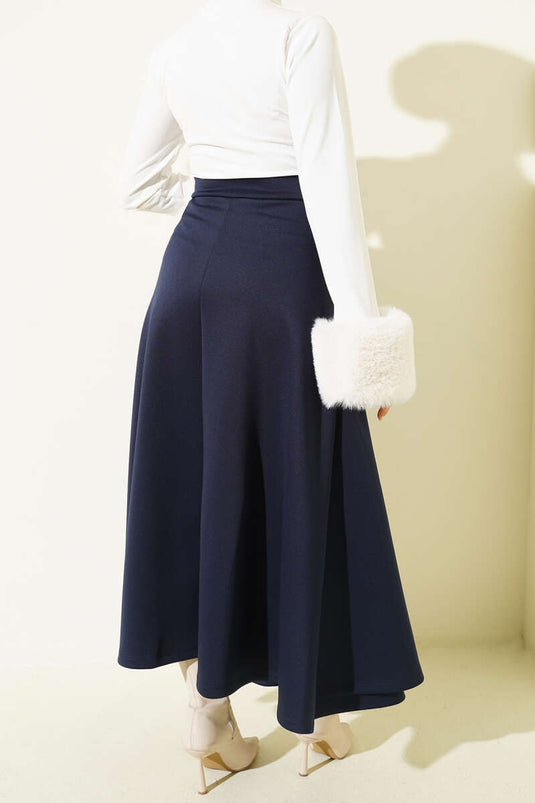 Scuba-Rock mit Schnürdetail in Marineblau