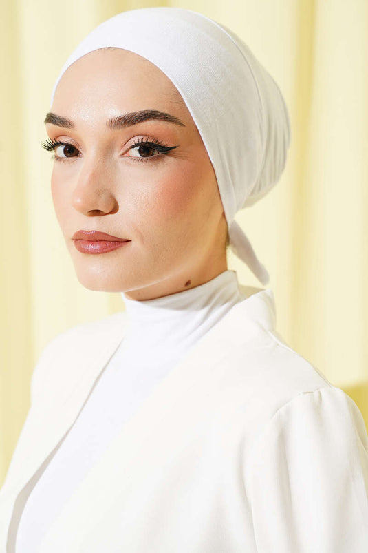 Bağlamalı Viskon Bone Beyaz