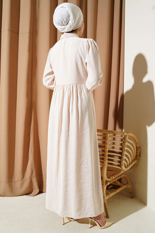 Tied Half Stone Buttoned Dress Stone