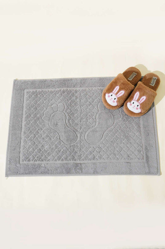 Baklava Desen Ayak Havlusu Gri