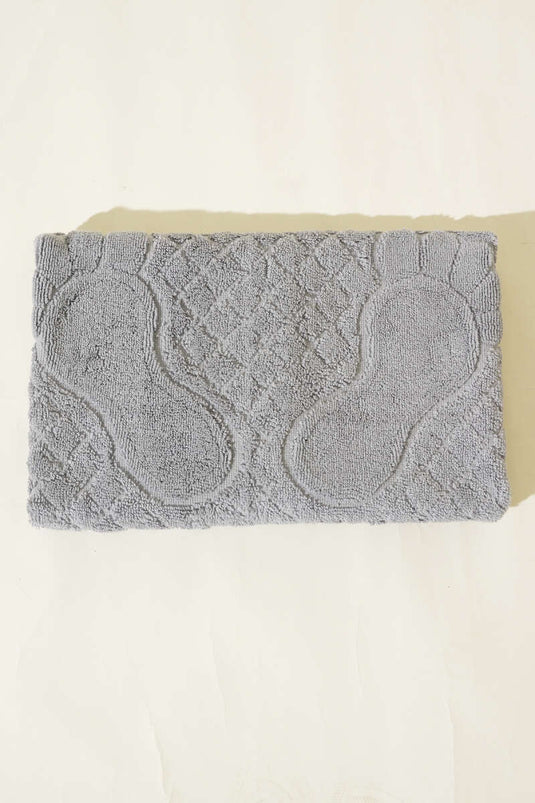 Baklava Desen Ayak Havlusu Gri