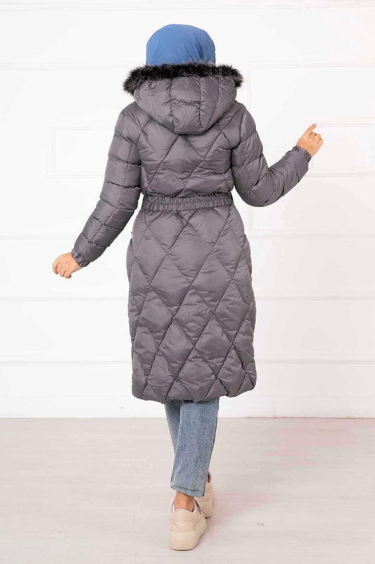 Manteau de remplissage à motif diamant gris