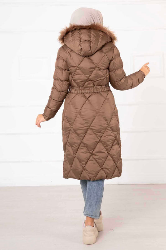 Manteau de remplissage à motif diamant café