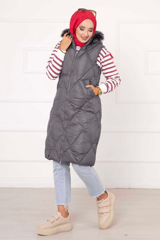 سترة بنمط الماس باللون الرمادي