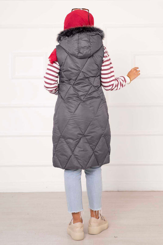 سترة بنمط الماس باللون الرمادي