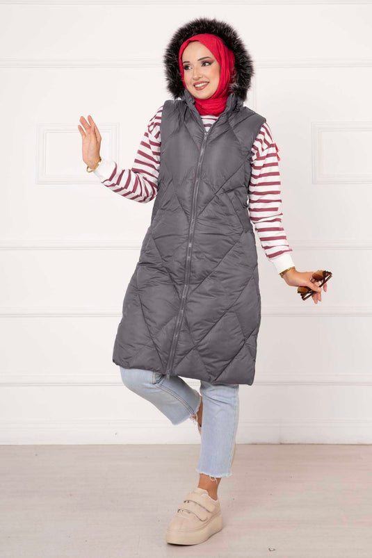 سترة بنمط الماس باللون الرمادي